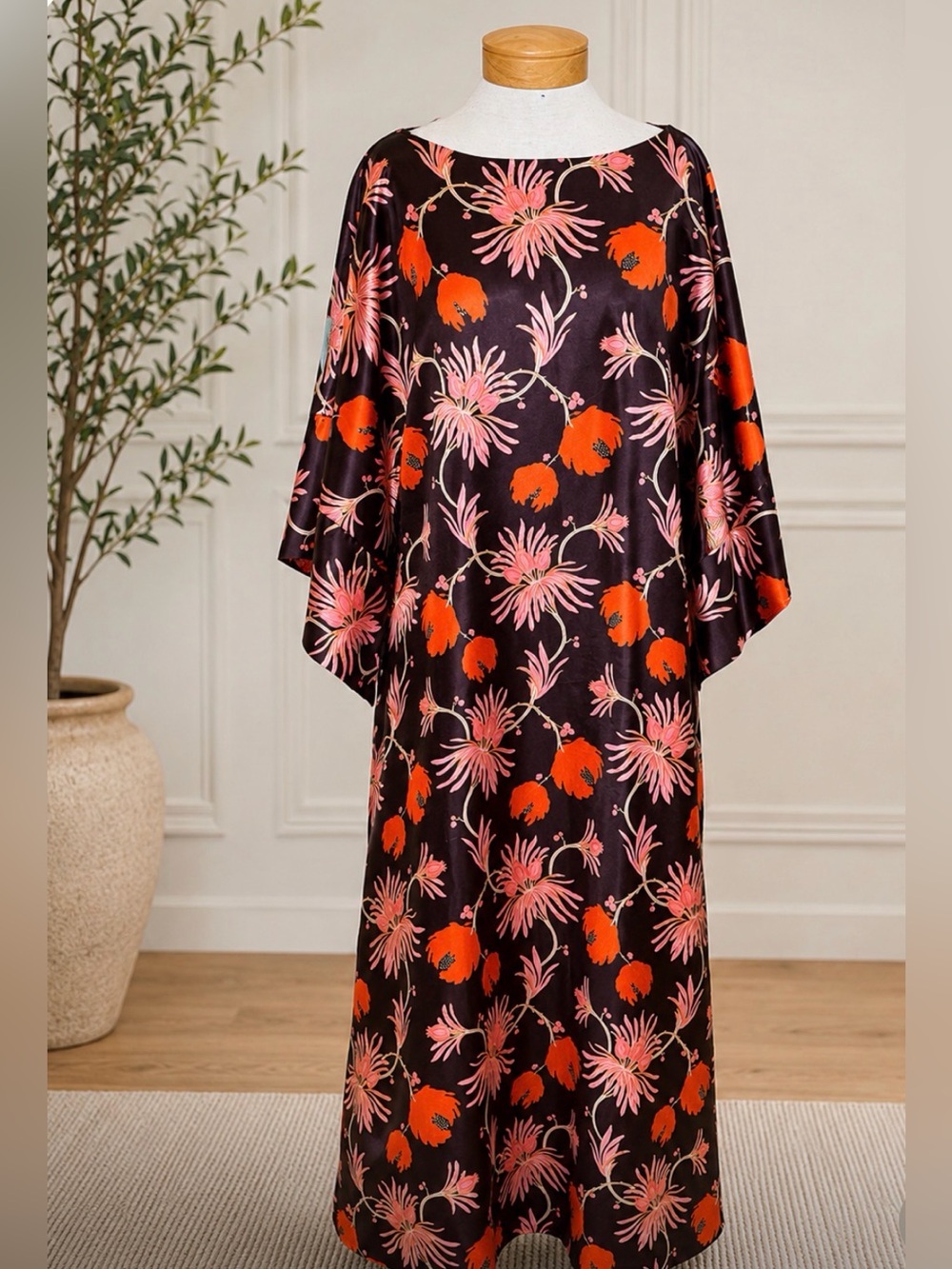 Frances Valentine XL Floral Kimono Caftan Maxi Dress Like New